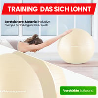 Ultrasport Pilates lopta 45 cm na jogu a fitness, béžová, nosnosť 300 kg, protišmyková, odolná proti prasknutiu (anti-burst), kancelárska fitlopta, vhodná aj počas tehotenstva 2