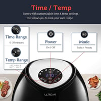 Ultrean 8,5 literes Forrólevegős Sütő, Családi Méretű Olajmentes Légkeveréses Fritőz, 7 Előbeállítással, LCD Érintőkijelzővel, 1700W, Fekete 3