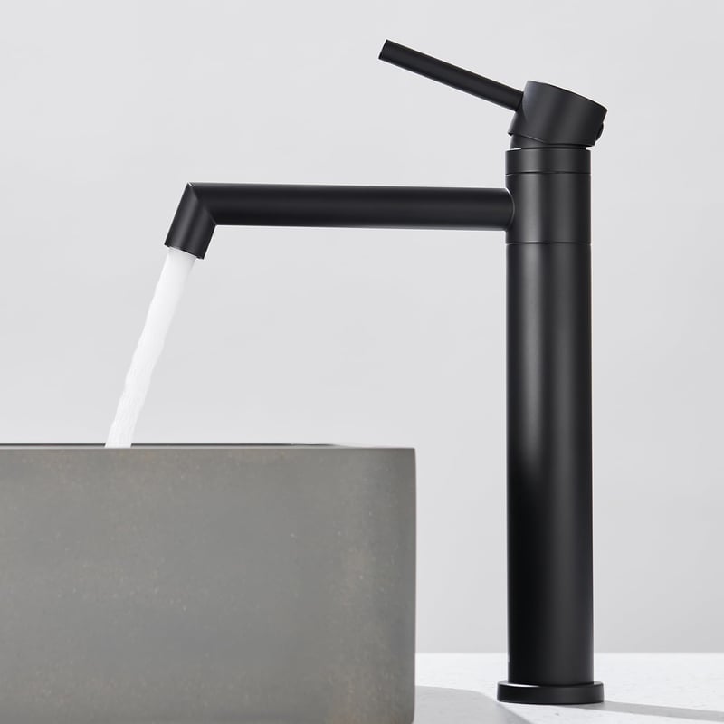 Ulytid Magas Mosdó Csaptelep 204mm Forgatható Egykaron Fekete Matt