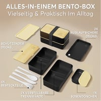 Umami Bento Ételhordó Felnőtteknek és Gyerekeknek, 2 Szósz Tartóval, Mikrózható és Mosogatógépben Mosható 3