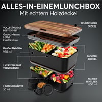 Umami Premium Bento Box 1500ml Szilikon Tételes Ebéddoboz Fekete Wenge 3