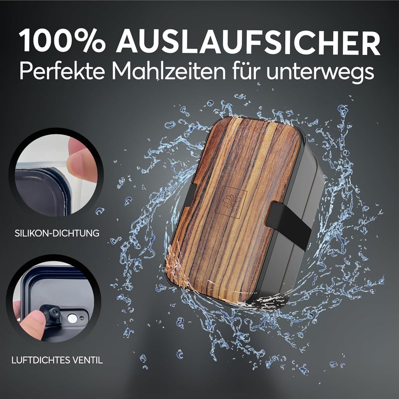 Umami Premium Bento Box 1500ml Szilikon Tételes Ebéddoboz Fekete Wenge