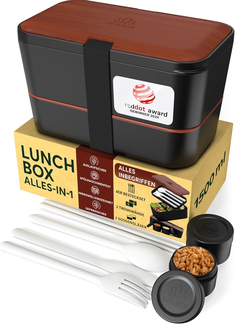 Umami Premium szilikon tálca 4 részes evőeszközzel, szellőző bento doboz 1500ml