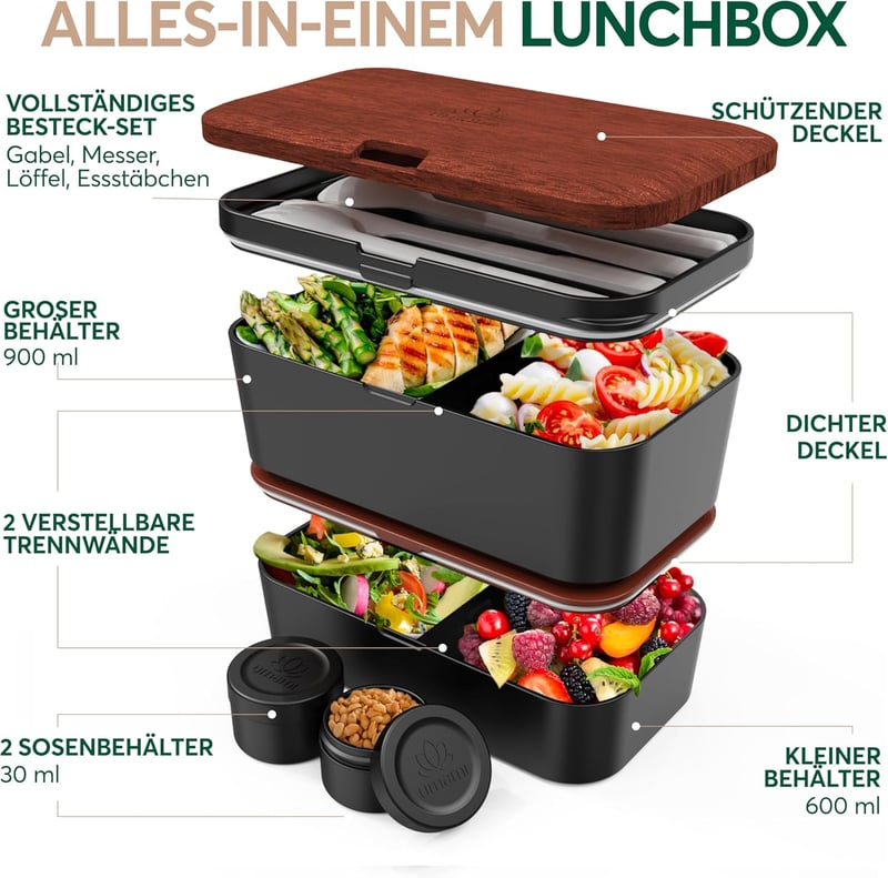 Umami Premium szilikon tálca 4 részes evőeszközzel, szellőző bento doboz 1500ml