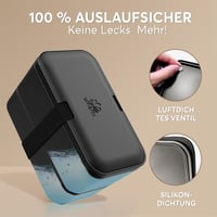 Umami Szilikon Ételhordó 1500ml Fekete - Hermetikus Bento Box Evőeszközzel 5