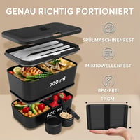 Umami Szilikon Ételhordó 1500ml Fekete - Hermetikus Bento Box Evőeszközzel 6