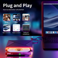 Externá CD/DVD mechanika Umaniy s RGB osvetlením, USB 3.0 a USB-C konektorom, napaľovačka a čítačka CD/DVD +/-RW ROM pre notebook, PC, MacBook, iMac, Windows 4