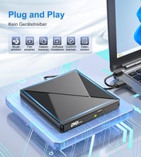 Umaniy Externá CD DVD mechanika USB 3.0 a USB-C optická napaľovačka a čítačka pre notebook, PC, MacBook, kompatibilná s Windows 11 10 8 7, Linux a MacOS, prenosný DVD napaľovač 4