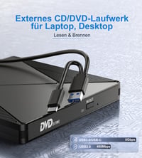 Umaniy Externá CD DVD mechanika USB 3.0 a USB-C optická napaľovačka a čítačka pre notebook, PC, MacBook, kompatibilná s Windows 11 10 8 7, Linux a MacOS, prenosný DVD napaľovač 7