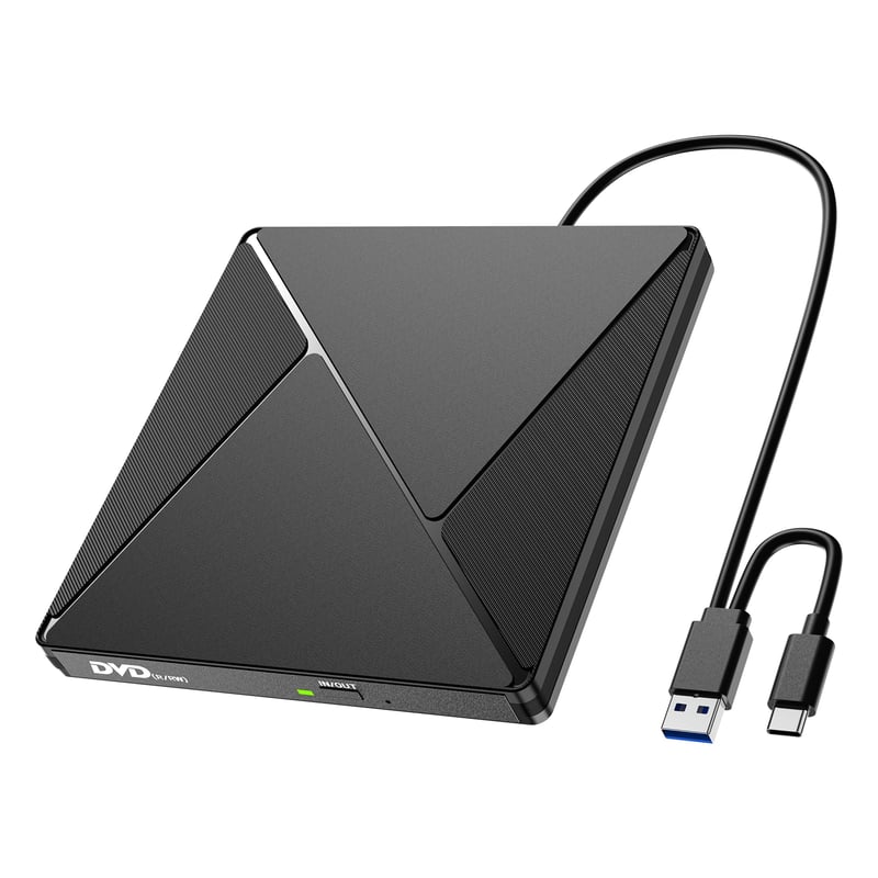 Umaniy Externá CD DVD mechanika USB 3.0 a USB-C optická napaľovačka a čítačka pre notebook, PC, MacBook, kompatibilná s Windows 11 10 8 7, Linux a MacOS, prenosný DVD napaľovač