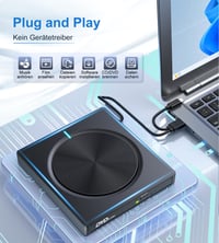 Unitate optică externă CD/DVD Umaniy cu USB 3.0 și USB-C, cititor de carduri SD/TF și 2 porturi USB-A, scriitor DVD portabil pentru laptop, MacBook, Windows și MacOS 2