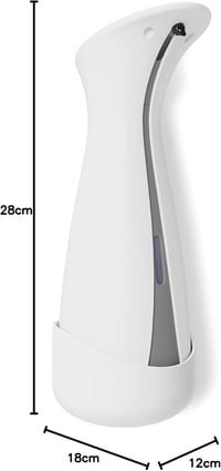 Umbra Otto 250 ml Automata Szappanadagoló Folyékony Szappanhoz és Kézfertőtlenítőhöz Fali Tartóval, Fehér/Szürke 10