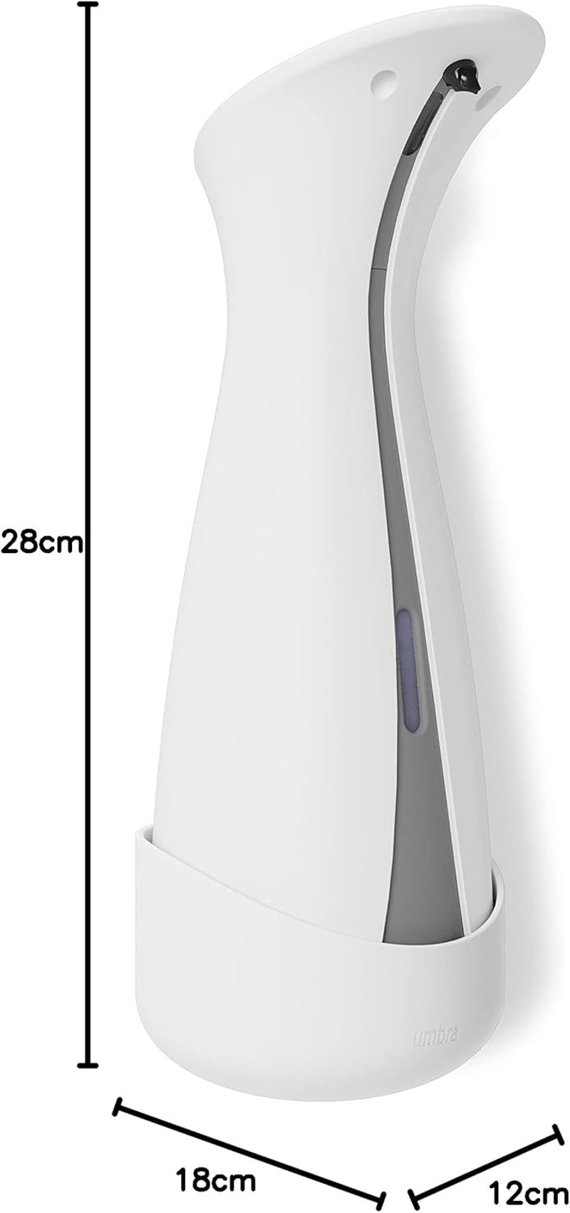 Umbra Otto 250 ml Automata Szappanadagoló Folyékony Szappanhoz és Kézfertőtlenítőhöz Fali Tartóval, Fehér/Szürke