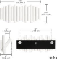 Umbra Picket fehér fali ruhaakasztó 5 összecsukható kampóval fenyőfából - 4.5 cm, White 3