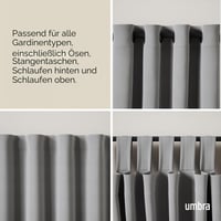 Dvojitá garniža Umbra Twilight, 76-213 cm, priemer 19 mm, čierna oceľ, na zatemňovacie závesy, výsuvná 5