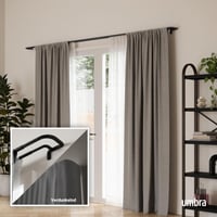 Dvojitá garniža Umbra Twilight, 76-213 cm, priemer 19 mm, čierna oceľ, na zatemňovacie závesy, výsuvná 2