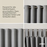 Galerie perdea extensibilă Umbra Twilight, 77-214 cm, D19 mm, nichel, oțel, capete rotunde, pentru blackout, montare ușoară, capacitate portantă 10 kg 5