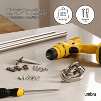 Galerie perdea extensibilă Umbra Twilight, 77-214 cm, D19 mm, nichel, oțel, capete rotunde, pentru blackout, montare ușoară, capacitate portantă 10 kg 6