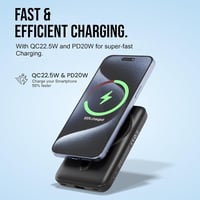 UMBRELLA Powerbank 10000 mAh Kék - Vezeték Nélküli Mágneses Töltő USB-C Gyorstöltés 22.5W PD 20W LED Kijelző Hordozható 6