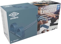 Prenosný veslovací trenažér Umbro s gumovým expandérom, úchytmi a pedálmi, 11 kg – modrý 4