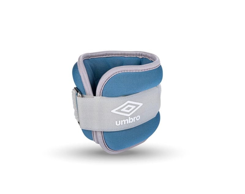 Umbro závažie na nohy a ruky - 2 x 500 g - nastaviteľné so suchým zipsom - pohodlné nosenie - sivá/modrá