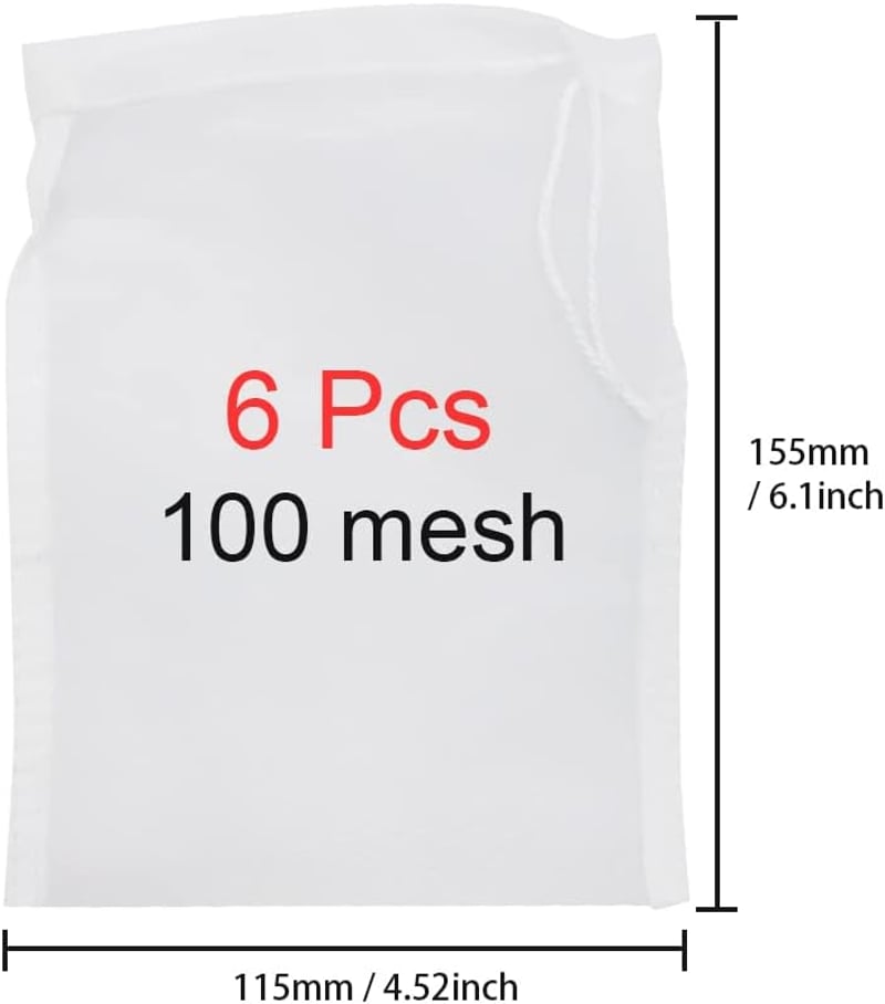 UMCHU 6 db 100 Mesh Finomszövetű Növényi Tej Szűrő Zsák Mosható Gyümölcslé Zöldséglé Szűréshez