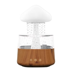 Umidificator Umelee în formă de nor, 450 ml - 3 moduri de ploaie/ceață, lumină de noapte cu 7 culori, temporizator, USB-C - Umidificator de aer pentru casă, birou, mașină (Model cu aspect de lemn)