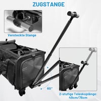 Geantă de transport pliabilă pentru animale de companie Umelee, cu 2 compartimente, roți și mâner telescopic, până la 20 kg, pentru 2 pisici/câini, negru 3