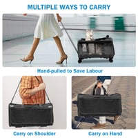 Geantă de transport pliabilă pentru animale de companie Umelee, cu 2 compartimente, roți și mâner telescopic, până la 20 kg, pentru 2 pisici/câini, negru 5