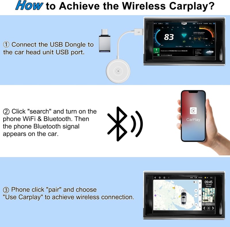 Umelee Wireless CarPlay Adapter iPhone autóhoz, vezeték nélküli CarPlay dongle