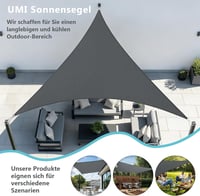UMI 3x3x3m Háromszög Napvitorla Vízálló UV Védelem Kerti Teraszra Antracit 7