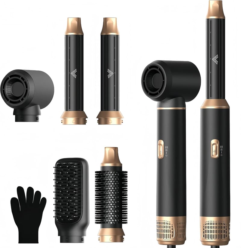 UMIGA Airstyler 5 v 1 súprava na úpravu vlasov s kulmou, sušičom a kefami, čierna