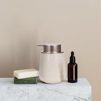 Keramický dávkovač mydla Umlaca 350 ml, opakovane plniteľný, s veľkou pumpičkou, na tekuté mydlo, šampón, sprchovací gél, béžový, do kuchyne a kúpeľne 7