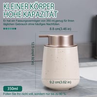 Keramický dávkovač mydla Umlaca 350 ml, opakovane plniteľný, s veľkou pumpičkou, na tekuté mydlo, šampón, sprchovací gél, béžový, do kuchyne a kúpeľne 3