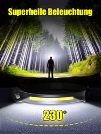 UNBON LED Fejlámpa Újratölthető USB-C 350 Lumen 5 Fénymód 230° Mozgásérzékelő IPX4 Vízálló Túrázás Futás Horgászat 2