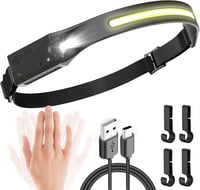UNBON LED Fejlámpa Újratölthető USB-C 350 Lumen 5 Fénymód 230° Mozgásérzékelő IPX4 Vízálló Túrázás Futás Horgászat 1