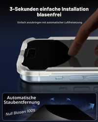 Folie de protecție din sticlă securizată UNBREAKcable cu filtru de confidențialitate pentru iPhone 15 (6,1 inchi) - Anti-Spy, rezistentă la zgârieturi, anti-amprentă, fără bule - 2 bucăți 6