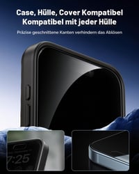 Folie de protecție din sticlă securizată UNBREAKcable cu filtru de confidențialitate pentru iPhone 15 (6,1 inchi) - Anti-Spy, rezistentă la zgârieturi, anti-amprentă, fără bule - 2 bucăți 7