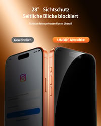 UNBREAKcable tvrdené sklo na ochranu súkromia pre iPhone 17 Pro Max (6,9 palca), Anti-Spy, odolné proti poškriabaniu, nezanecháva odtlačky prstov, bez bublín 3
