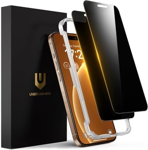 UNBREAKcable zaštitno staklo za privatnost za iPhone 16 Pro, s okvirom za postavljanje - 2 kom.