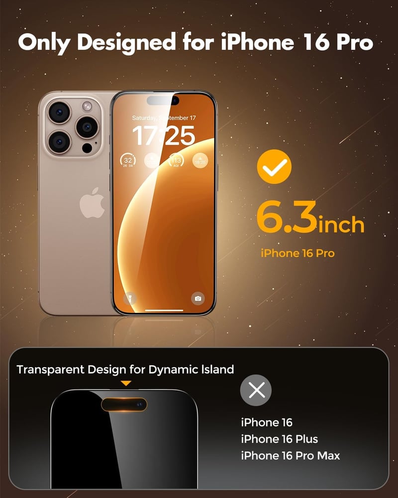 UNBREAKcable iPhone 16 Pro 6,3 hüvelykes adatvédelmi edzett üveg kijelzővédő anti-spy, teljes felület, telepítő kerettel, 2 db