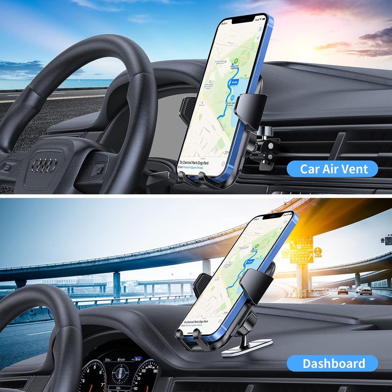 UNBREAKcable Univerzális autós mobiltartó szellőzőrácsra és műszerfalra, szilikon védelemmel iPhone Samsung Huawei Google LG készülékekhez