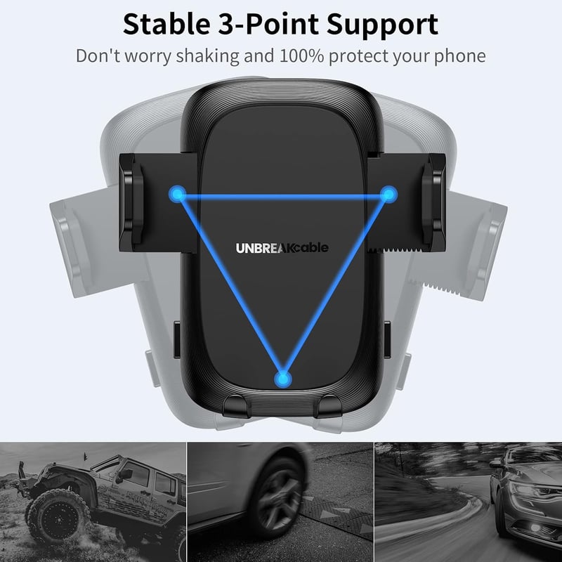 UNBREAKcable Univerzális autós mobiltartó szellőzőrácsra és műszerfalra, szilikon védelemmel iPhone Samsung Huawei Google LG készülékekhez
