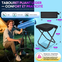 UncleHu Csillagászati távcső kezdőknek gyerekeknek felnőtteknek 22x-165x 90 mm 550 mm refraktor állvánnyal székkel mobiltelefon tartóval hor 2