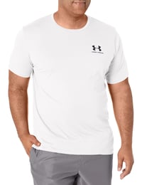 Pánske tričko Under Armour Sportstyle s logom na ľavej strane hrudi, bavlnené športové tričko voľného strihu, biele 1