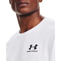 Pánske tričko Under Armour Sportstyle s logom na ľavej strane hrudi, bavlnené športové tričko voľného strihu, biele 9