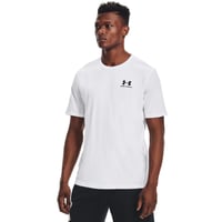 Pánske tričko Under Armour Sportstyle s logom na ľavej strane hrudi, bavlnené športové tričko voľného strihu, biele 2