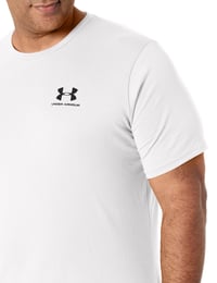 Pánske tričko Under Armour Sportstyle s logom na ľavej strane hrudi, bavlnené športové tričko voľného strihu, biele 5