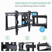 Unho Rohový nástenný držiak na TV pre 32-65 palcové LED LCD plazmové televízory, výklopné a otočné dvojité rameno, max. 35 kg, VESA 600x400 mm 6