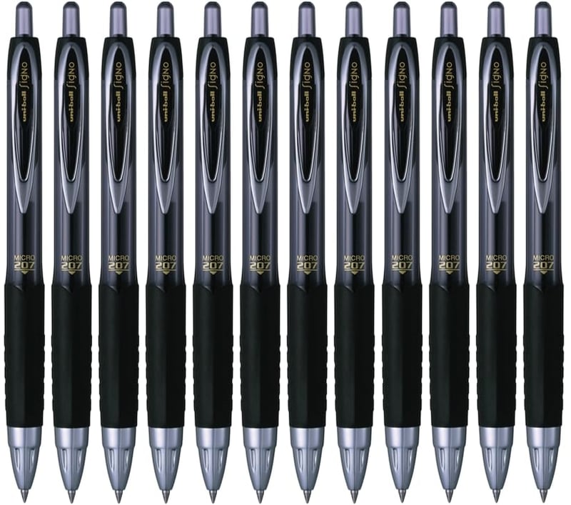 Roller cu cerneală gel Uni-ball Signo UMN-207, micro, negru, 0,5 mm, set de 12 bucăți